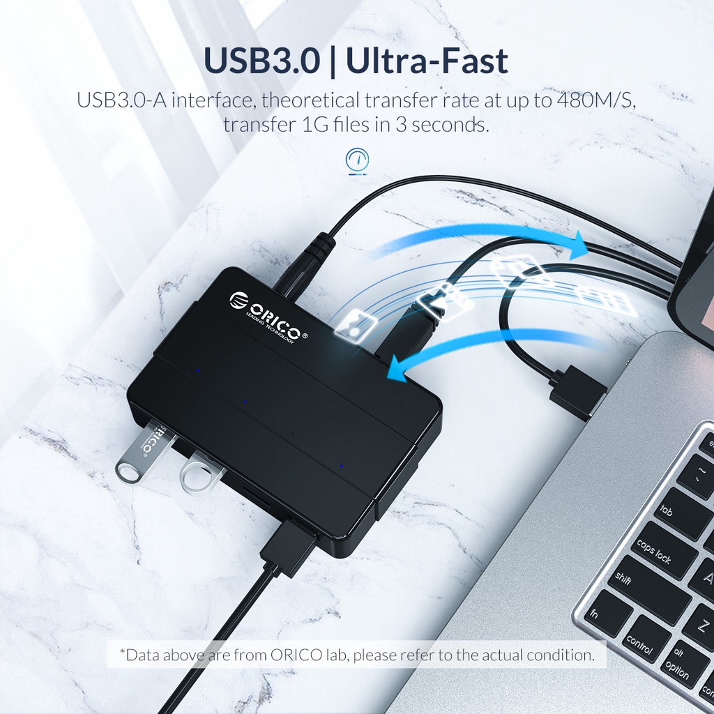 รูปภาพรายละเอียดของ Orico ฮับ USB 3.0 7 พอร์ต พร้อมอะแดปเตอร์พาวเวอร์ 12V ตัวแยก USB OTG สําหรับเดสก์ท็อป แล็ปท็อป คอมพิวเตอร์ PC (H7928-U3)