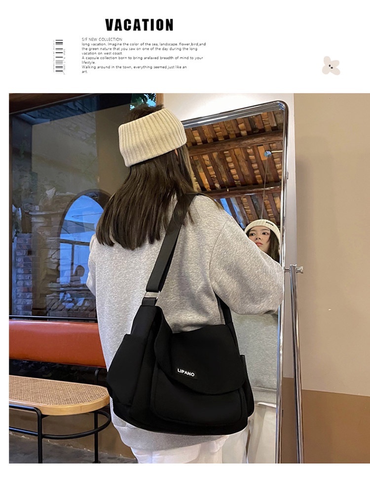 รูปภาพรายละเอียดของ MOUSOON กระเป๋าสะพายไหล่ข้างเดียวหญิงแฟชั่นเกาหลีเรียบง่ายน่ารักกระเป๋านักเรียนไนลอน