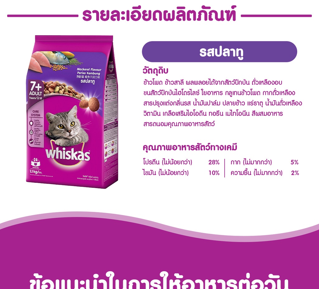 ภาพอธิบายเพิ่มเติมของ WHISKAS วิสกัส อาหารแมว ชนิดแห้ง แบบเม็ด (แพ็ก 3), 1.1/ 1.2 กก.