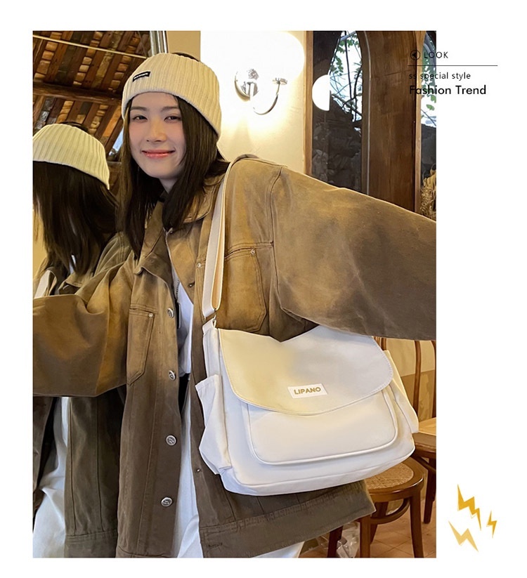 รูปภาพรายละเอียดของ MOUSOON กระเป๋าสะพายไหล่ข้างเดียวหญิงแฟชั่นเกาหลีเรียบง่ายน่ารักกระเป๋านักเรียนไนลอน