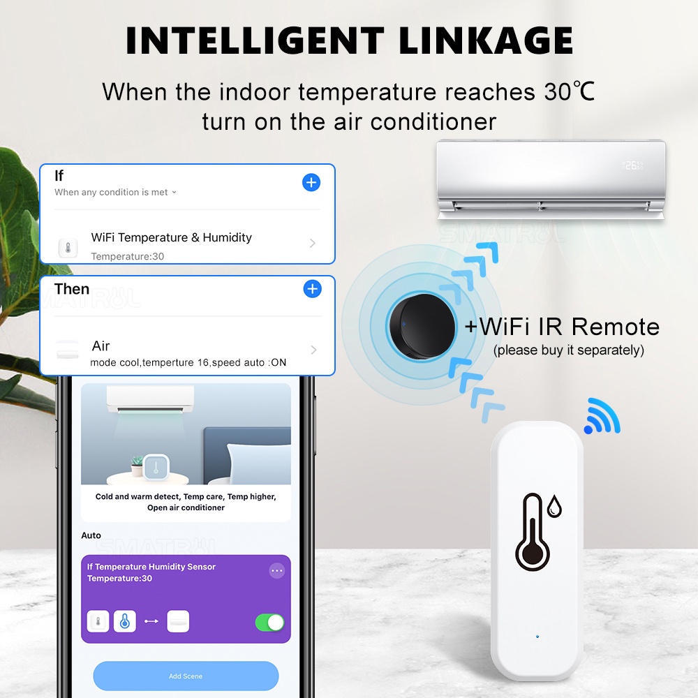 SMATRUL smart Tuya WiFi Temperature and Humidity Sensor TH08 เซ็นเซอร์ ...
