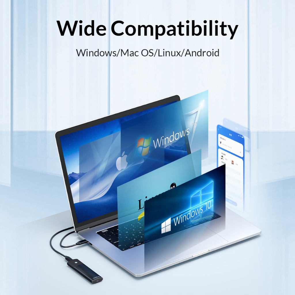 มุมมองเพิ่มเติมของสินค้า ORICO M.2 NVMe SSD Enclosure USB3.2 Gen2 Type-C 10Gbps PCIe SSD Case Compatible with NGFF NVME 2230/2242/2260/2280 SSD For Computer Laptop Phone Macbook (PWM2)