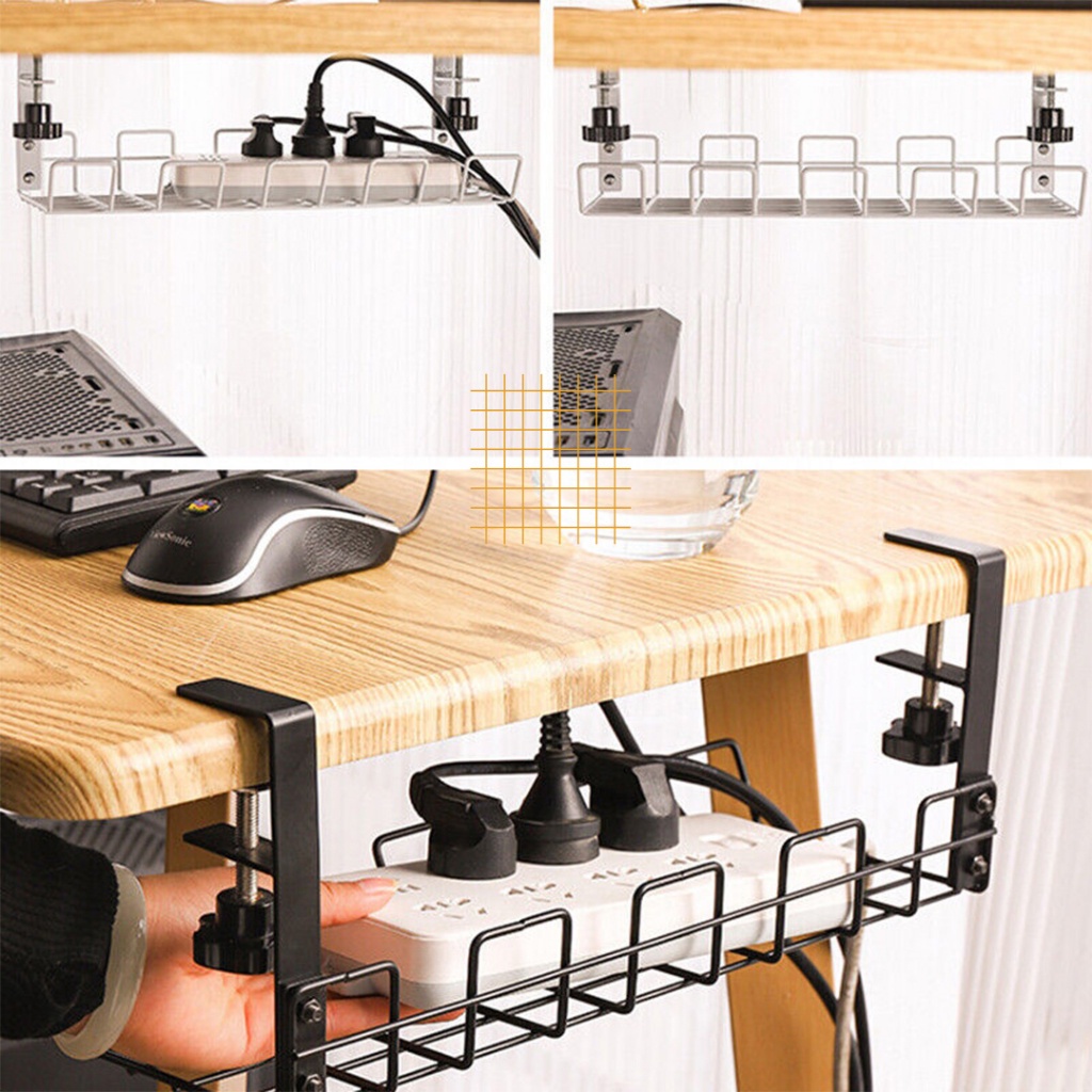 HomeHuk ที่เก็บสายไฟใต้โต๊ะ รุ่น Steel Cable Rack Shopee Thailand