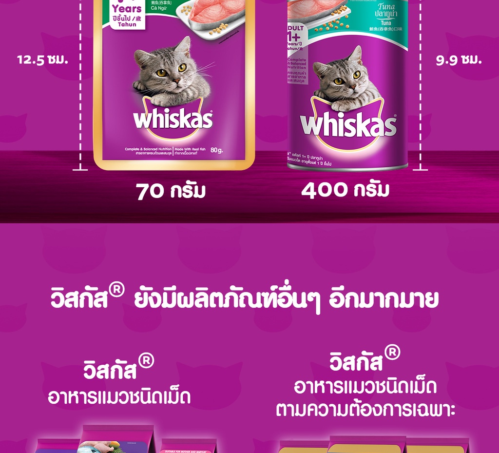 ภาพอธิบายเพิ่มเติมของ อาหารเปียกแมว WHISKAS แบบซอง - 80 กรัม (28 ซอง) - โภชนาการครบถ้วนและสมดุลสำหรับแมวทุกวัย