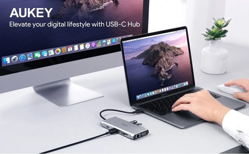 ยูเอสบีฮับ AUKEY 10-in-1 USB-C to USB-A, HDMI & VGA PD 100W (CB-C89) by ...