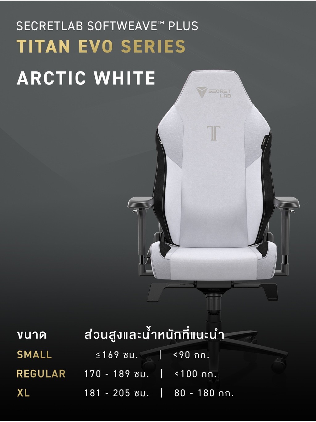 Secretlab รุ่น TITAN Evo เบาะผ้า SoftWeave Plus สีขาว เก้าอี้สีขาว (Arctic White) เก้าอี้เกมมิ่งเพื่อสุขภาพ Ergonomic E-Sport นุ่มสบาย ตามหลักสรีระศาสตร์ 