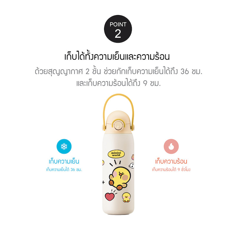 LocknLock with Line Friends กระติกน้ำเก็บอุณหภูมิพร้อมหูจับซิลิโคน Kids ...