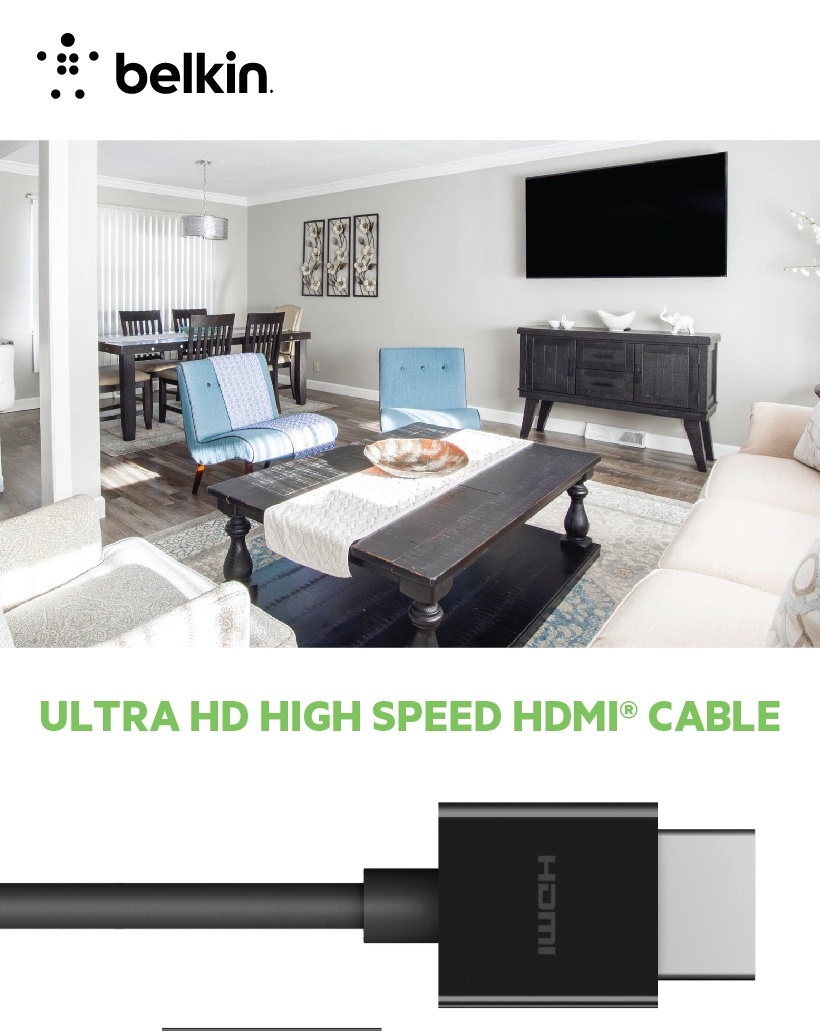 Belkin สายเคเบิล HDMI Ultra HD Cable 2M version2.1/ Dolby Vision / 8K