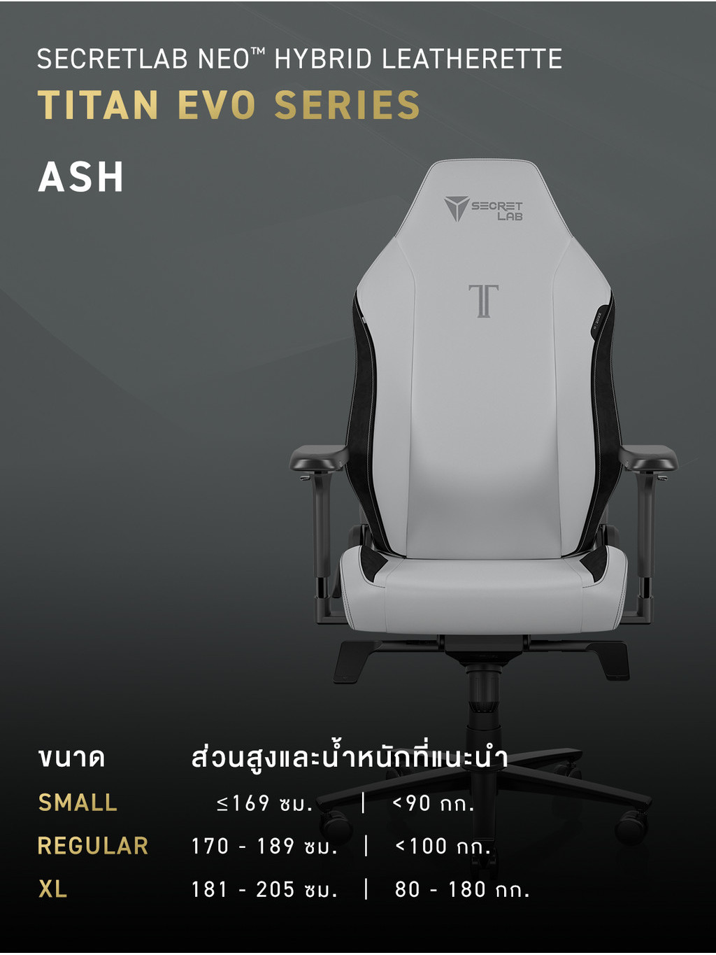 Secretlab TITAN Evo เบาะหนัง Hybrid NEO™️ —สีเทา (Ash) เก้าอี้เกมมิ่งเพื่อสุขภาพ