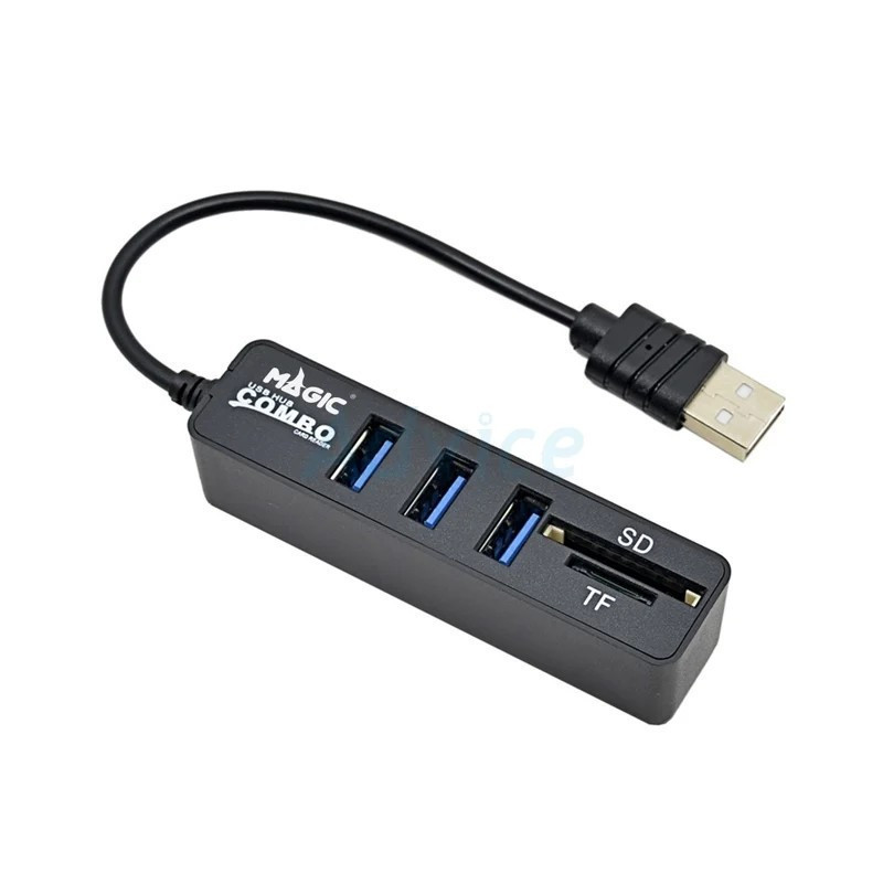 MAGIC TECH 3 Port USB HUB v2.0 + Card Reader MT-18 (Black) - A0137865 ...