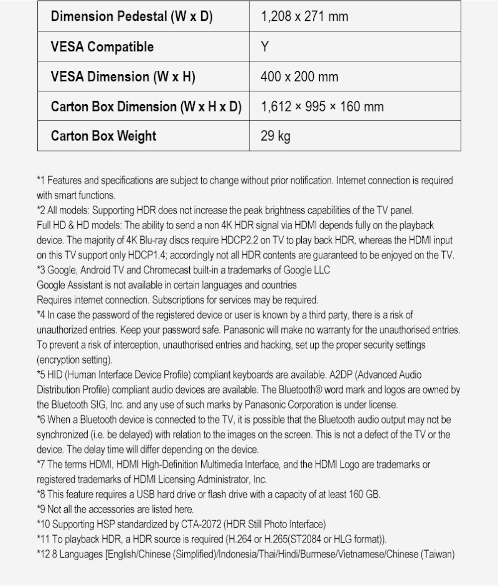 Panasonic LED TV TH-65JX700T 4K TV ทีวี 65 นิ้ว Android TV Google Assistant Dolby Vision Chromecast แอนดรอยด์ทีวี