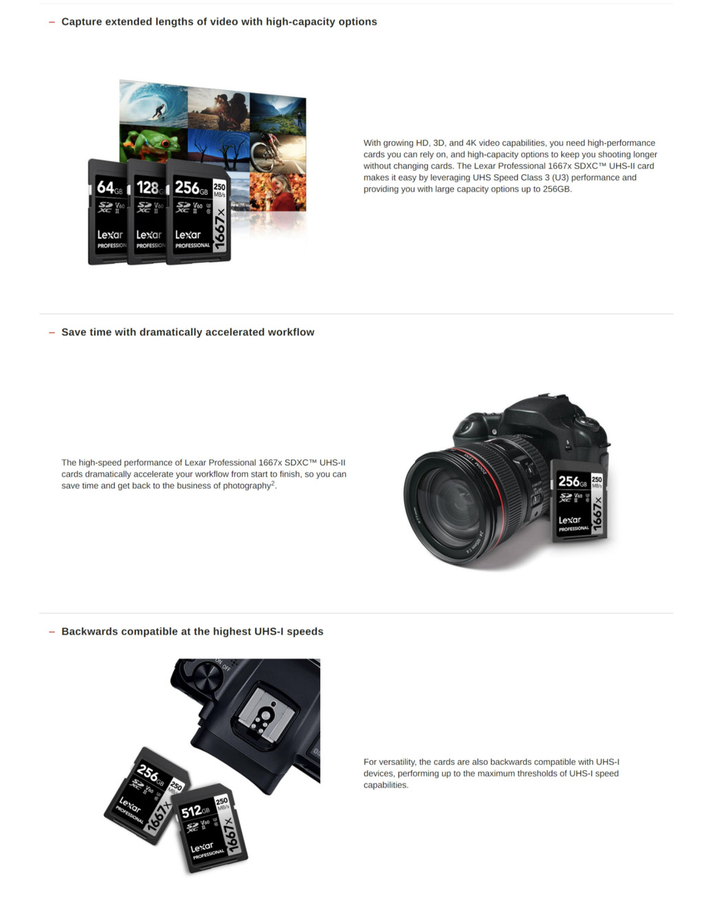 Lexar SD1667x 64GB UHS-II U3 V60 SD Card (เอสดีการ์ด) Full-HD 3D 4K ...