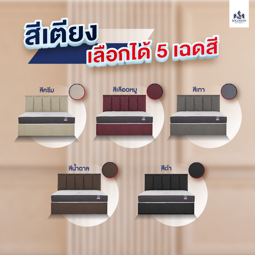 Solomon mattress รุ่น BERLIN ชุดที่นอนพร้อมเตียงดีไซน์หรู เลือกได้ทั้งที่นอนสปริงและยางพารา ขนาด 3.5, 5 และ 6 ฟุต