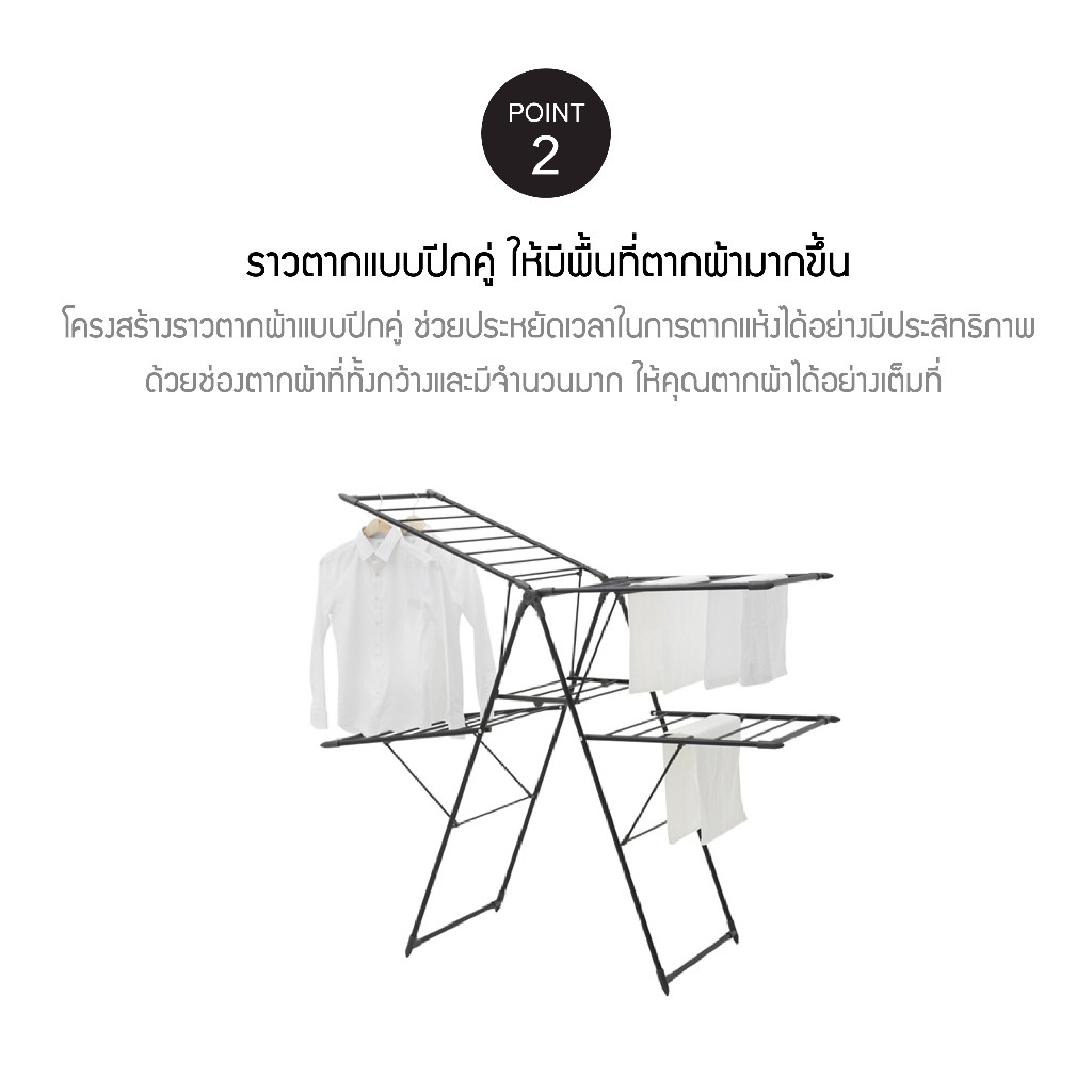 LocknLock ราวตากผ้าสีดำ Black Double Wings Drying Rack รุ่น ETM543 ...