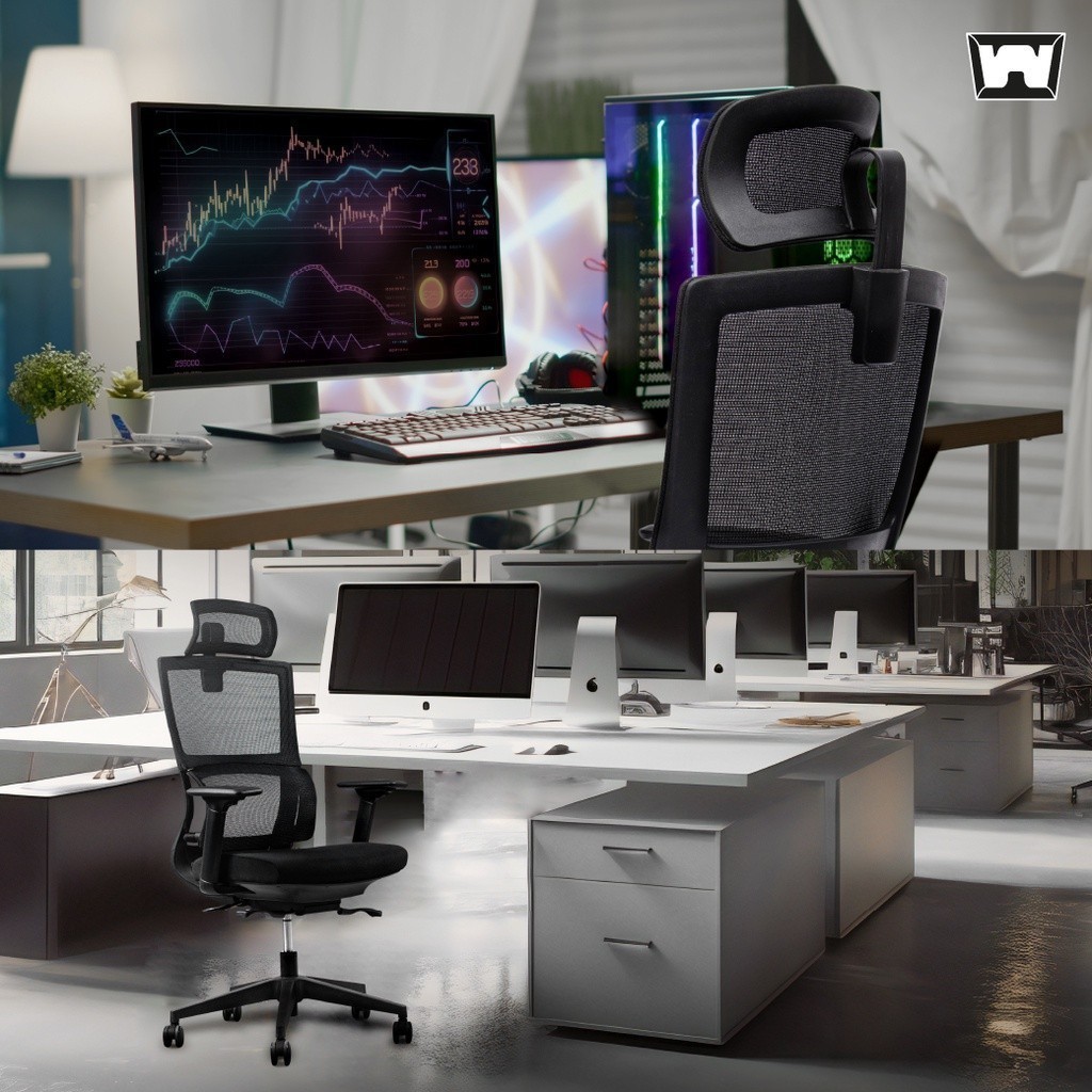 Work Station - Ergonomic chair เก้าอี้ทำงานเพื่อสุขภาพ รุ่น Model T เก้าอี้สีดำ ระบายอากาศดีเยี่ยม ราคาดีลดอาการปวดเมื่อย เก้าอี้ทำงาน รองรับน้ำหนัก 120 kg.