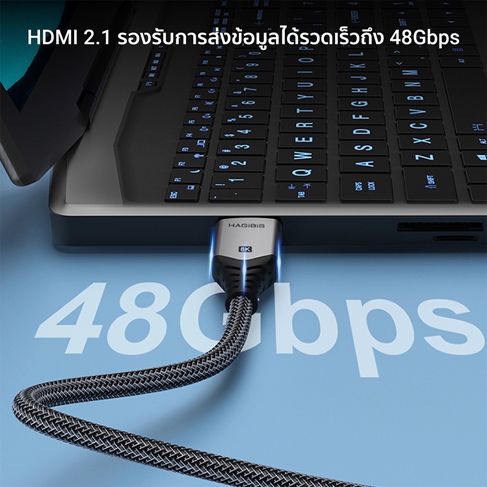 [ลดเหลือ 339] Hagibis HM03 สาย HDMI 2.1 สายถัก หัวทอง รองรับ HDR ยาว 1 ...