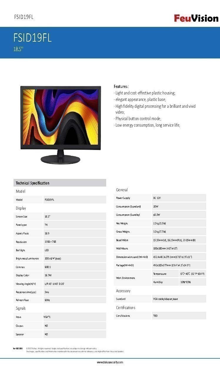 [6.6]มีส่งด่วน!! จอมอนิเตอร์ FEUVISION ขนาด 19นิ้ว/ 22นิ้ว/ 24นิ้ว VA ...