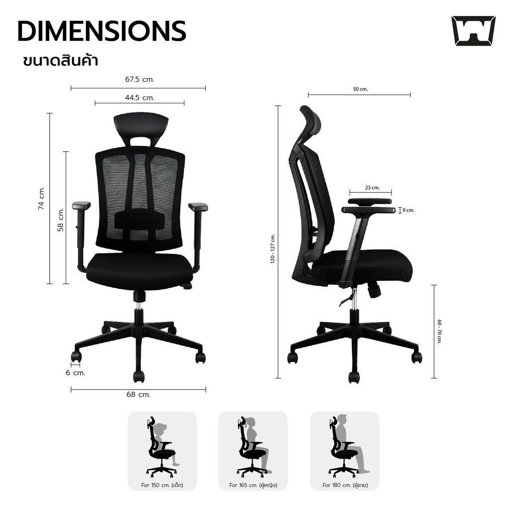 Work Station - Office chair เก้าอี้ทำงาน รุ่น Tigra เก้าอี้พนักพิงสูง เกรดคุณภาพ ระบายอากาศดีเยี่ยม รองรับน้ำหนัก 120 kg.