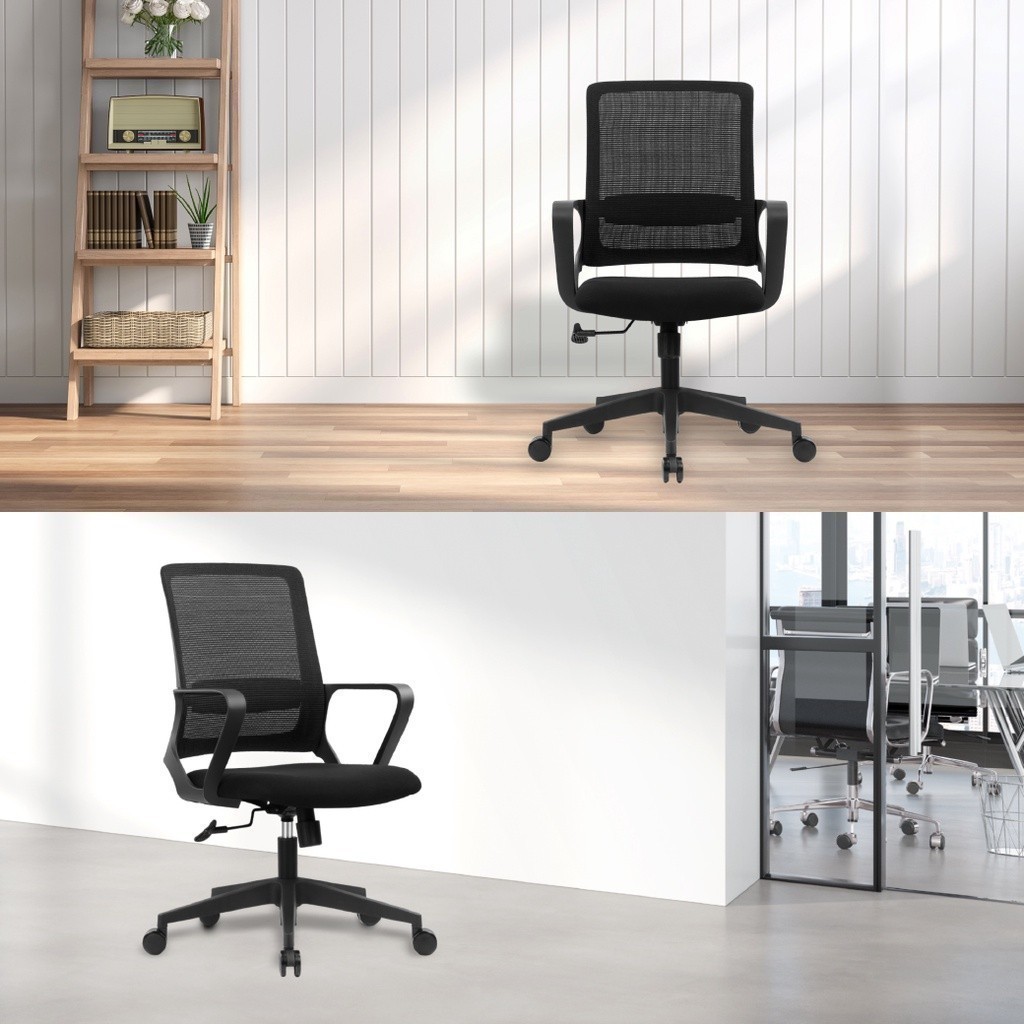 Work Station - Office chair เก้าอี้ทำงาน รุ่น Falcon เก้าอี้สีดำ เก้าอี้พนักพิงต่ำ รองรับน้ำหนัก 115 kg. ระบายอากาศดีเยี่ยม เก้าอี้สำนักงาน เกรดคุณภาพ ราคาดี