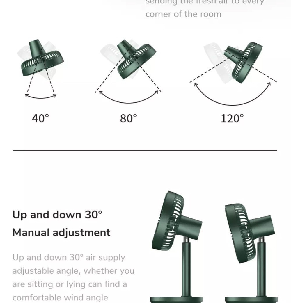Jisulife Extend Rotate Desk Fan พัดลมตั้งโต๊ะ แบบส่าย/ยืดหดได้ รุ่น ...