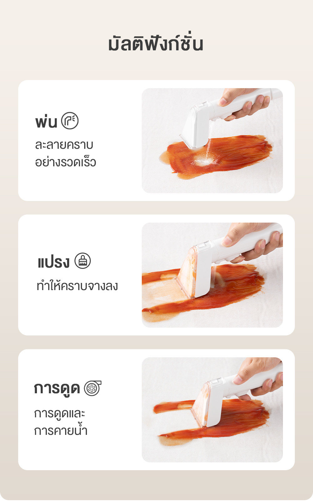 Simplus BYJH002 เครื่องทำความสะอาดเบาะ พรม พลังดูดสูง 16kpa การแยกสิ่งสกปรกและน้ำสะอาด หลอดฉีดน้ำแรงดันสูง  มีหูให้ยก