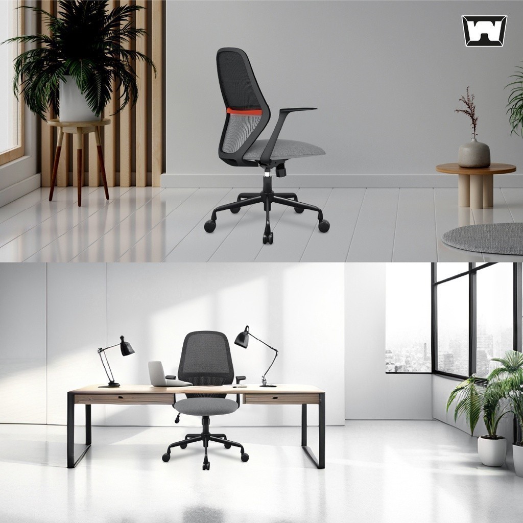 Work Station - Office chair เก้าอี้ทำงาน รุ่น Picasso เก้าอี้สีเทา สีแดง สีฟ้า เก้าอี้พนักพิงต่ำ ระบายอากาศดีเยี่ยม รองรับน้ำหนัก 136 kg. ราคาดี เกรดคุณภาพ