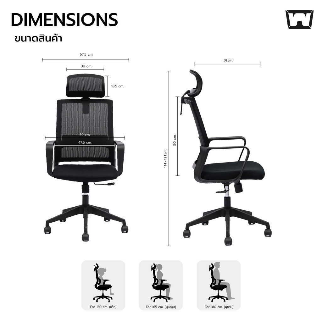 Work Station - Office chair เก้าอี้ทำงาน รุ่น Loki เก้าอี้สีดำ นุ่มสบาย ตามหลักสรีระศาสตร์ ราคาดี ลดอาการปวดเมื่อย รองรับน้ำหนัก 110 kg. ระบายอากาศดีเยี่ยม ราคาประหยัด