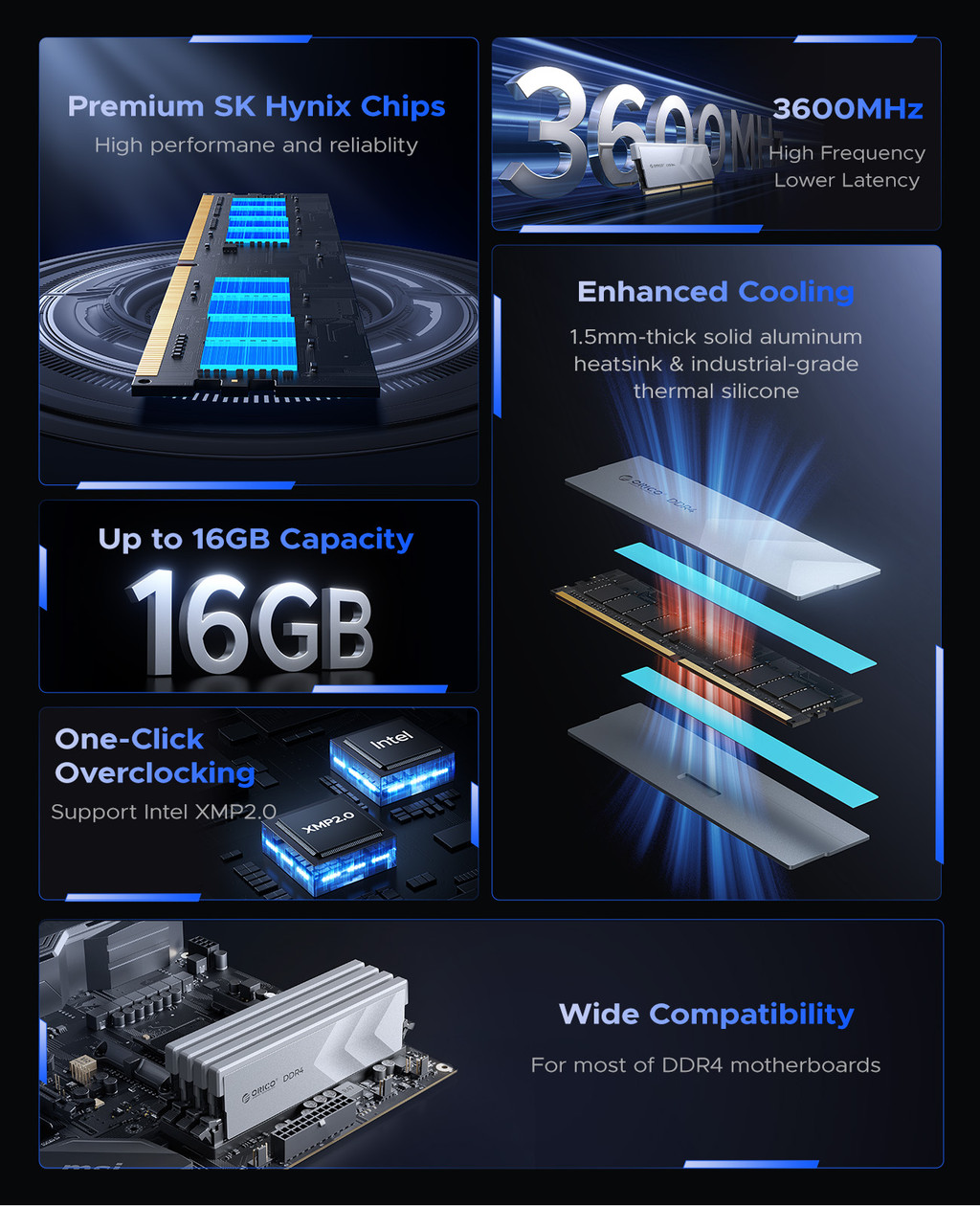 ORICO Raceline Racer DDR4 RAM 8GB 16GB 3200MHz PC DIMM For Desktop ...