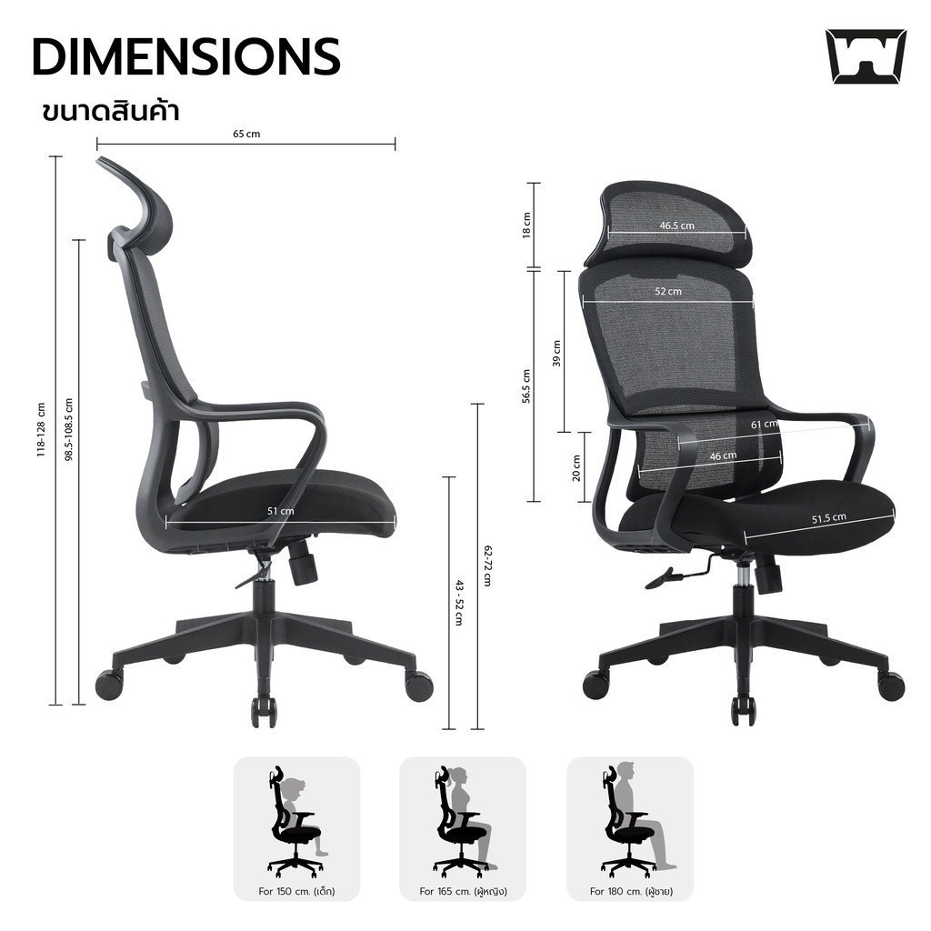 Work Station - Ergonomic chair เก้าอี้ทำงานเพื่อสุขภาพ รุ่น Model G เก้าอี้สีดำ เก้าอี้นั่งทำงาน ราคาประหยัด ลดอาการปวดเมื่อย นุ่มสบาย ตามหลักสรีระศาสตร์ รองรับน้ำหนัก 120 kg.