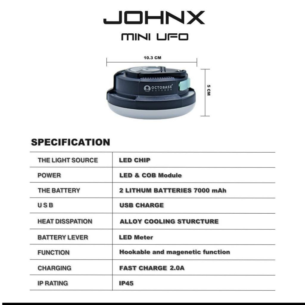 โคมไฟ OCTOBASE LED JOHNX MINI UFO พกพาสะดวก สำหรับแคมป์ปิ้ง | Shopee ...