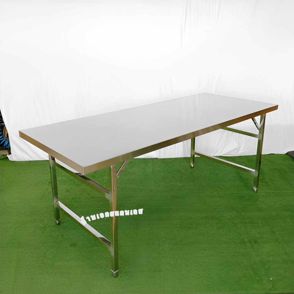 โต๊ะพับสเเตนเลสขนาด75x180x76เซนติเมตร