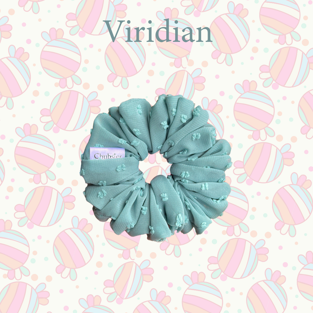 viridian-12cm-ยางรัดผมผ้าชีฟองจุด-รุ่น-candy-scrunchies-ยางมัดผม-ยางรัดผมโดนัท