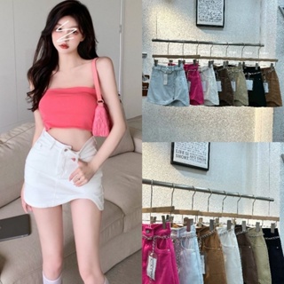 สินค้า LADY_JEANS #3011 (ใส่โค้ด LADYJ5 ลด 30.-)กระโปรงแฟชั่น เอวสูง ฟรีเข็มขัดโซ่ ชายกระโปรงคลื่น กระโปรงทรงเอ พร้อมส่ง