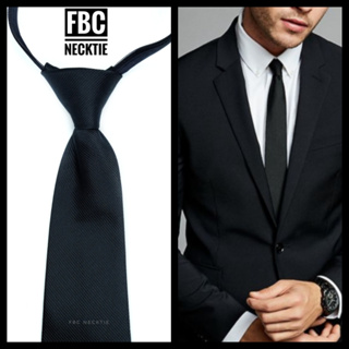 เนคไทสำเร็จรูปสีดำ 5แบบ ไม่ต้องผูก แบบซิป Men Zipper Tie Lazy Ties Fashion (FBC BRAND)ทันสมัย เรียบหรู มีสไตล์