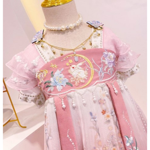 พร้อมส่ง-ชุดจีนเด็กผู้หญิงhanfu-สีชมพูน่ารัก-ชุดจีนโบราณแขนสั้นกระโปรงใหม่สไตล์จีน-tang-ชุดเจ้าหญิงชุดฤดูร้อน