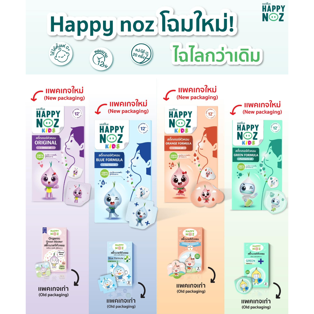 ภาพหน้าปกสินค้าสติกเกอร์หัวหอม Happy Noz สติ๊กเกอร์หัวหอม แพค 10 กล่องแผ่นแปะหัวหอม แก้หวัดเด็ก คัดจมูก จากร้าน babypastelshop บน Shopee