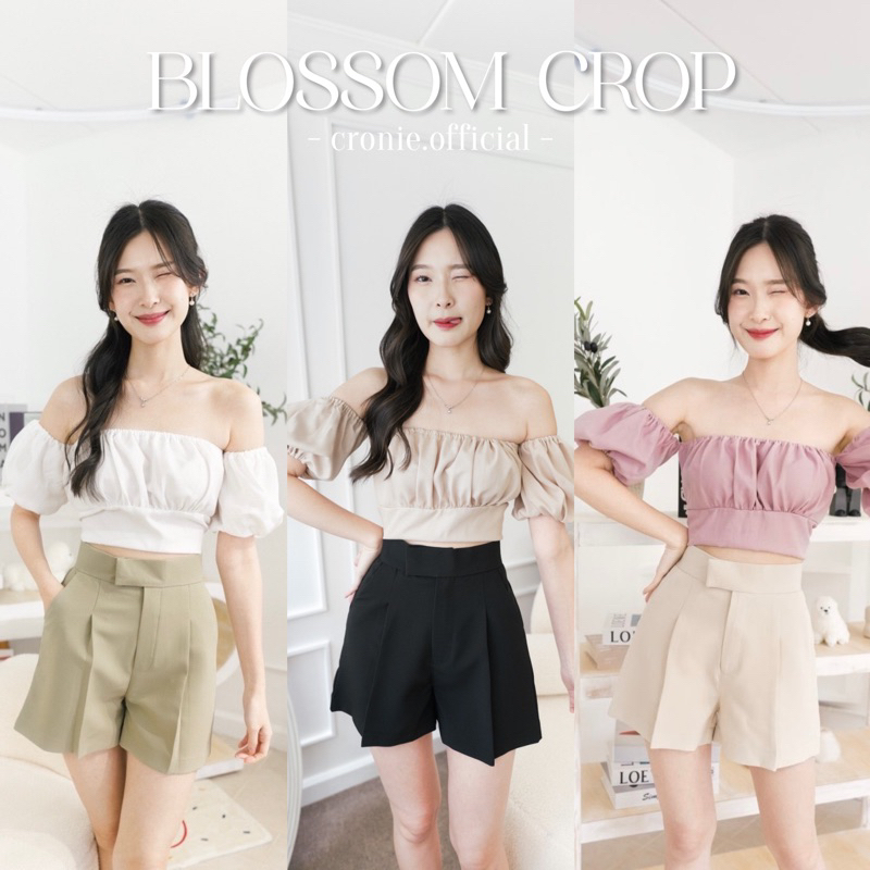 cronie-l-blossom-crop-เสื้อครอป-แขนพอง-ปาดไหล่