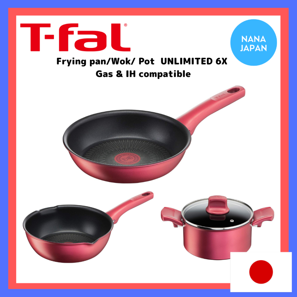 【ส่งตรงจากญี่ปุ่น】TFal Tefal Unlimited กระทะลึก สีแดง 6 ชิ้น Shopee