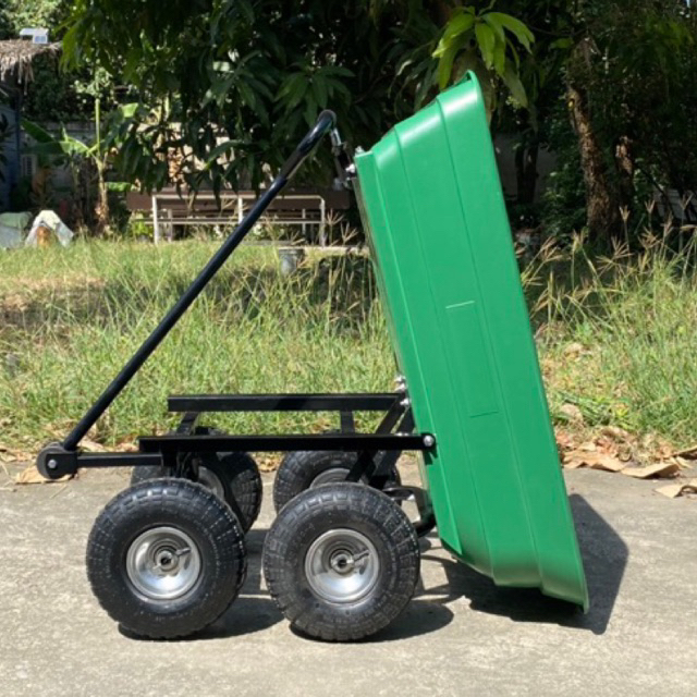 garden-dump-cart-รถลากกะบะดั้ม-รถเข็นอเนกประสงค์-ล้อยาง-สีเขียว