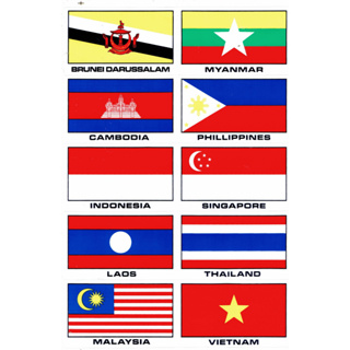 สติกเกอร์ธงชาติ10ประเทศในอาเซียน 10 Member countries in ASEAN สติกเกอร์แต่งรถสำหรับติดรถมอเตอร์ไซด์ รถยนต์ ขนาด27 X 18cm