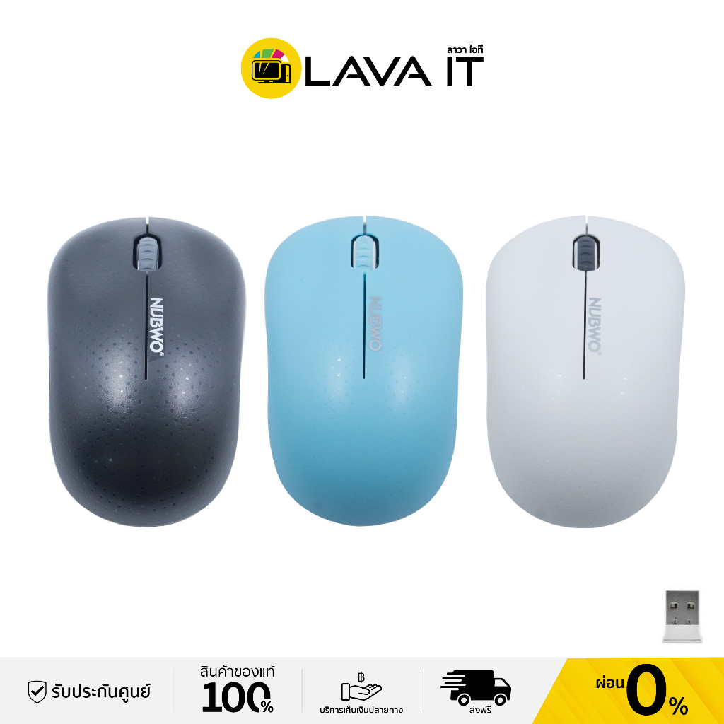 ภาพหน้าปกสินค้าNubwo NMB-012 Wireless Mouse เมาส์ไร้สาย 2.4GHz ขนาดพกพา ไร้เสียงในการคลิก (รับประกันสินค้า 1 ปี) จากร้าน lava_it บน Shopee