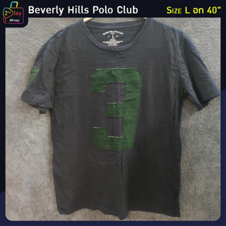 BEVERLY HILLS POLO CLUB T-shirt  เสื้อยืดคอกลมแขนสั้น ผลิตจากผ้า Cotton 100% สีดำ-เขียว