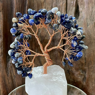 ต้นไม้บอนไซ ลวดดัด หินนำโชค หินมงคล โซดาไลท์ Sodalite gemstone wire tree