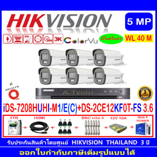 กล้องวงจรปิด Hikvision ColorVu 5MP รุ่น DS-2CE12KF0T-FS 3.6mm (6)+iDS-7208HUHI-M1/E©+2H2SJB.AC