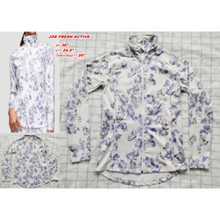 Joe Fresh Active floral activewear Jacket เสื้อคลุมโยคะ แจ็คเก็ตกีฬา-ขาว/ม่วง ไซส์ S 36"(สภาพเหมือนใหม่)