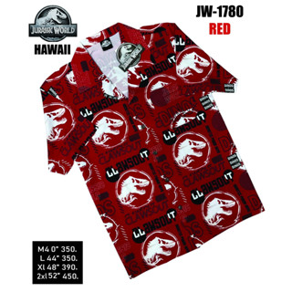 ❌พร้อมส่งจากไทย❌ JURASSIC เสื้อฮาวายลิขสิทธิ์แท้ จูราสสิค ผ้าไหมอิตาลี JW-1780 RE