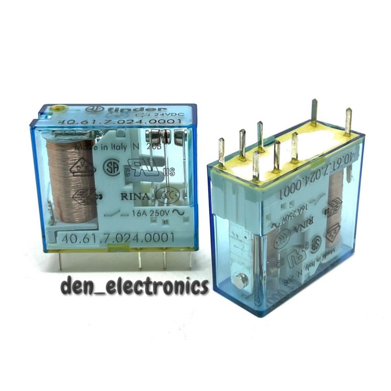 Finder 40.61.7.024.0001 PCB/Plug-In Relay, SPDT 16A, 24V DC coil, AgCdO