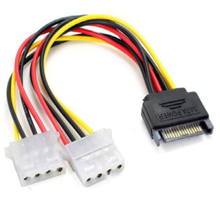 สายแปลงไฟ แบบ SATA ให้เป็น IDE ( 15Pin SATA Male To Double 4 Pin Molex Female Ide Hdd Power Harddrive Cable )