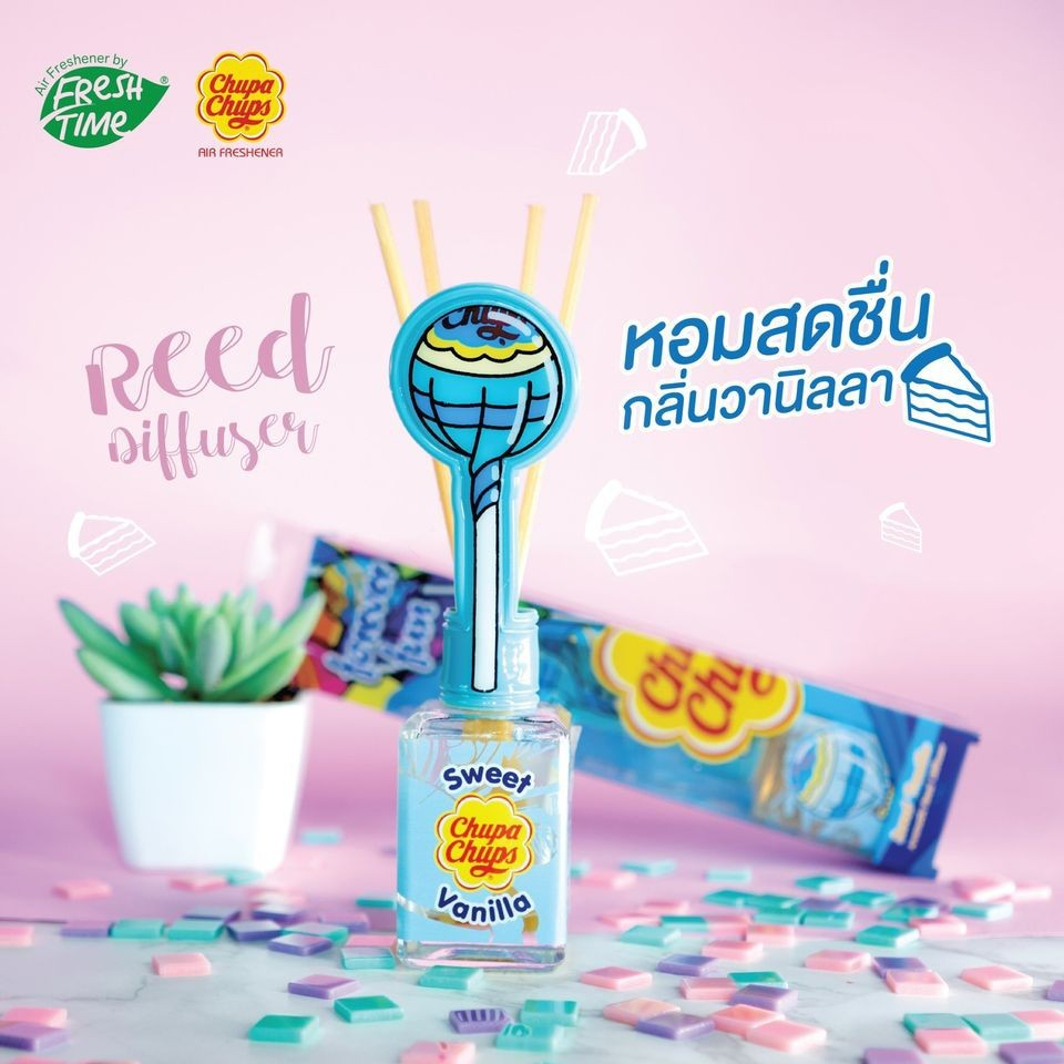 แพ็ค-6-ชิ้น-chupa-chups-x-freshtime-น้ำหอมก้านไม้-น้ำหอมปรับอากาศ-อโรม่า-มี-3-กลิ่นให้เลือก