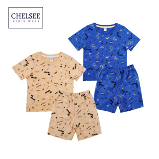 Chelsee Set เสื้อยืด+กางเกงขาสั้น เด็กผู้ชาย รุ่น 127813/127824 พิมพ์ลาย ผ้า 100%Cotton อายุ 3-11ปี  เสื้อผ้าเด็ก